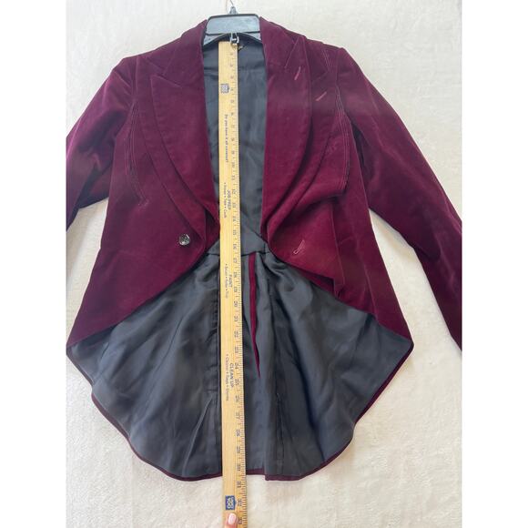 Comme Des Garçons Tailcoat Jacket Womens S Burgundy Velvet Victorian Steampunk - Picture 10 of 16